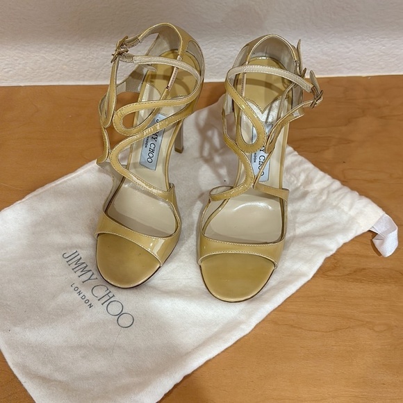 Jimmy Choo Metallic Gold Strappy Heels - Picture 2 of 9